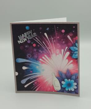Handgefertigte Neujahrskarte mit Feuerwerk-Design